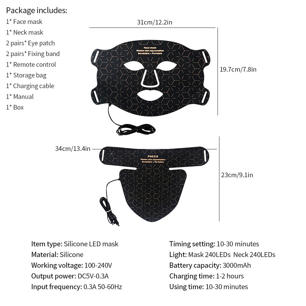FLEXGLOW PRO Soft Silicone 4 Color/NIR LED Spa Mask