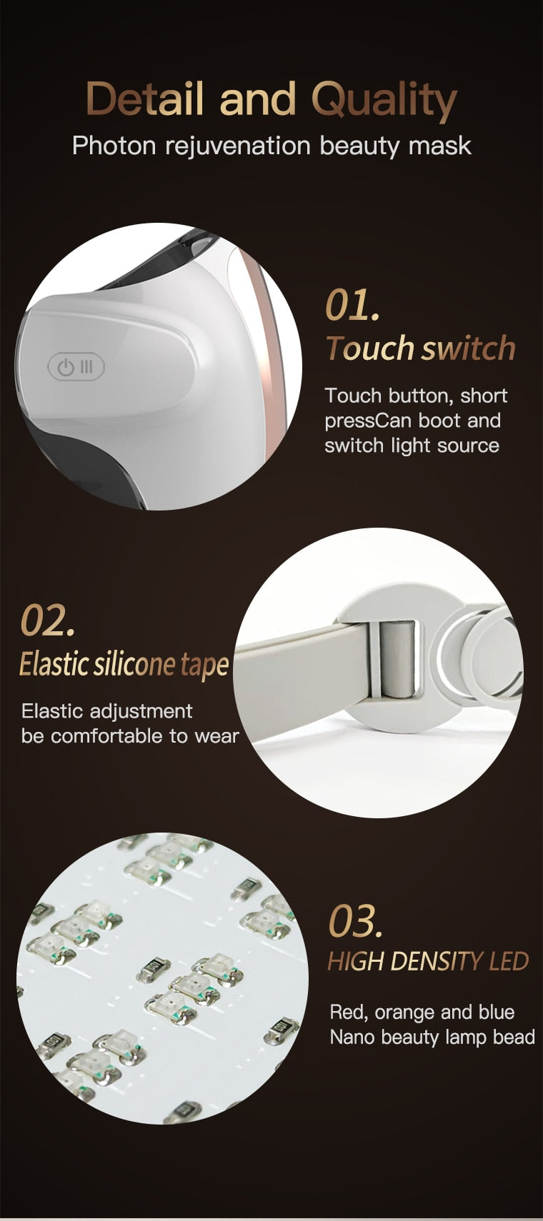 DERMAGLO PRO 3 Color LED Skin Rejuvenation Mask