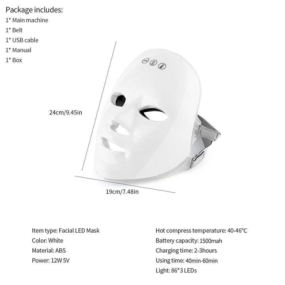 GLOPRO PLUS 7 Color Wireless LED/EMS/Heated Beauty Face Mask