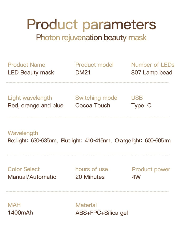 DERMAGLO PRO 3 Color LED Skin Rejuvenation Mask