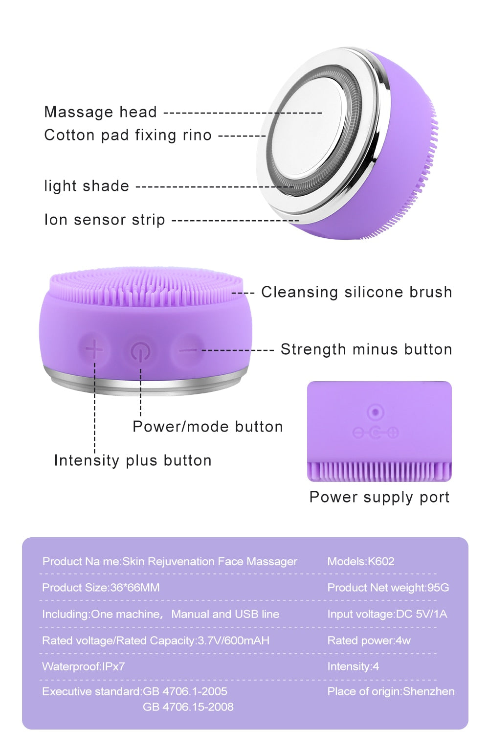 NUGLOW LILAC Silicone Facial Cleanser