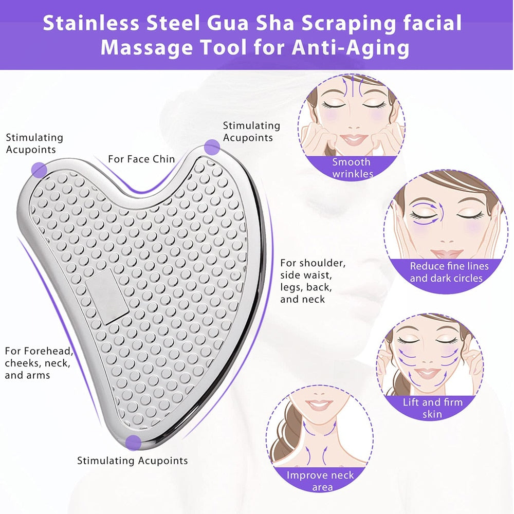 GLOWPRO Stainless Steel Gua Sha Beauty Tool