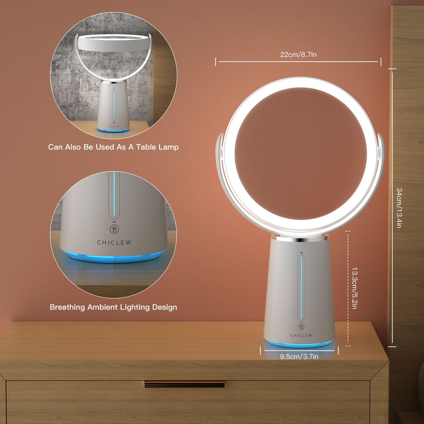 MILA Double Sided LED Makeup Mirror and Lamp