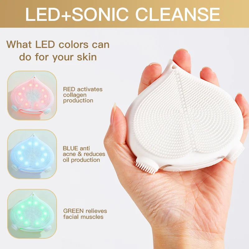 VibraGlow Double Headed Massage and LED Facial Cleansing Brush