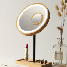 Load image into Gallery viewer, SOLEIL 3X Wooden Touch Screen LED Makeup Mirror
