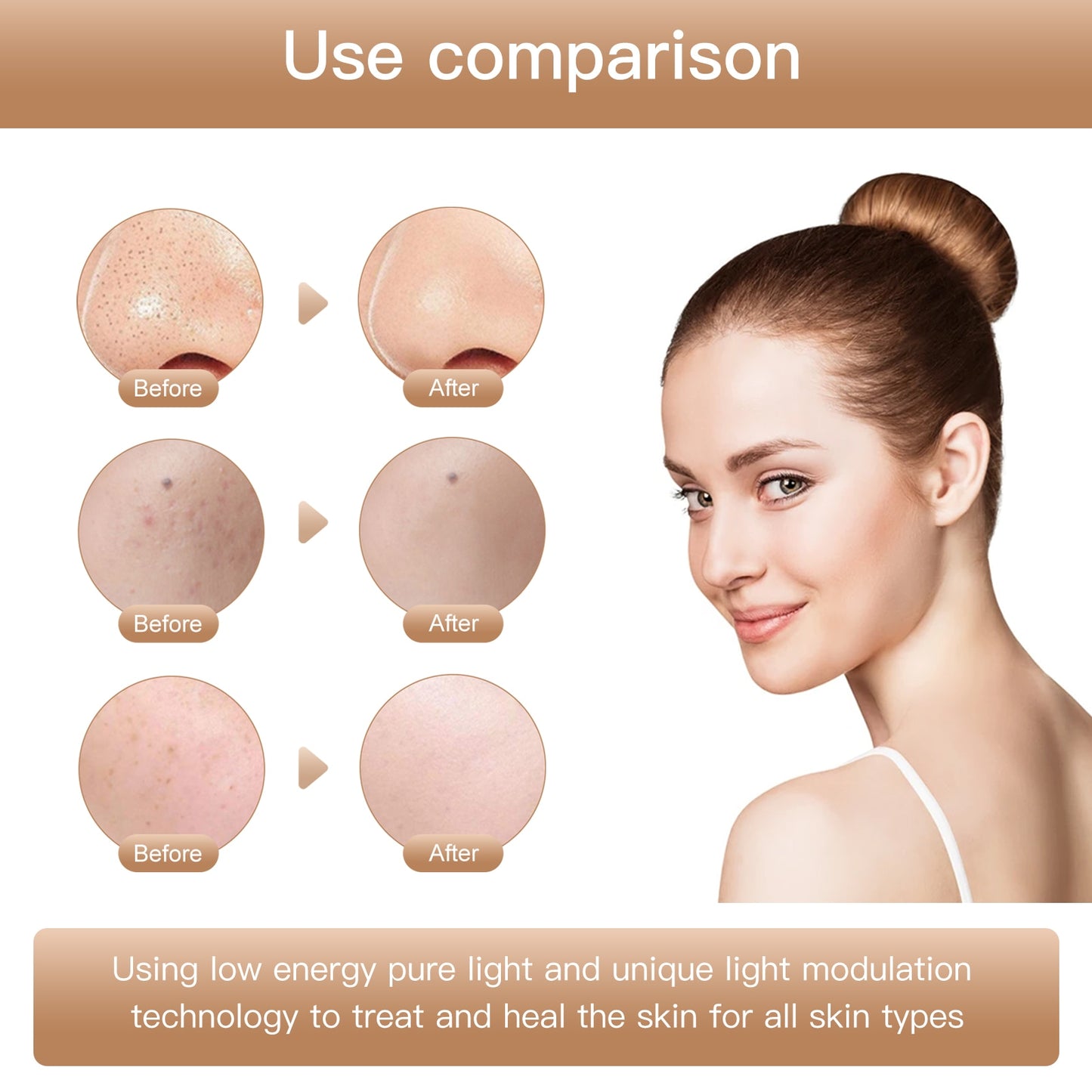 NUGLOW ROSE GOLD Smart Touch 7 Color LED Spa Mask
