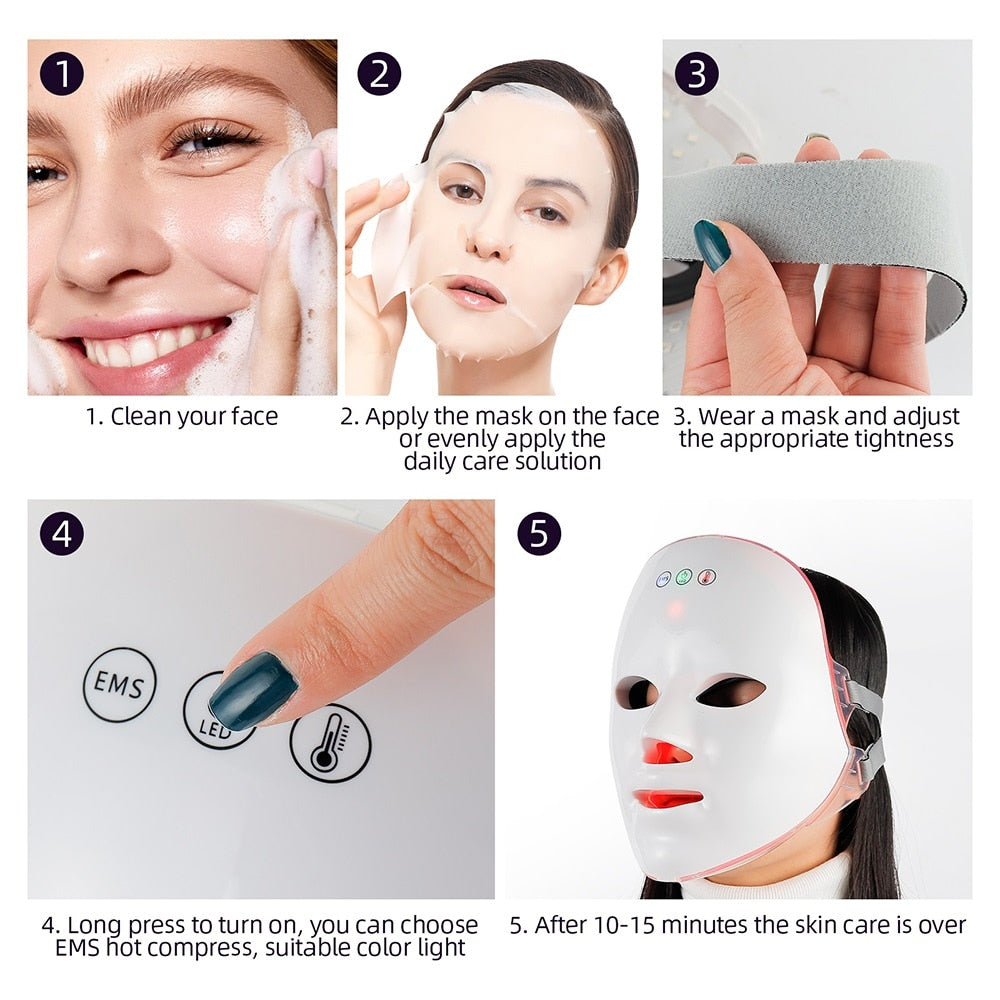 GLOPRO PLUS 7 Color Wireless LED/EMS/Heated Beauty Face Mask