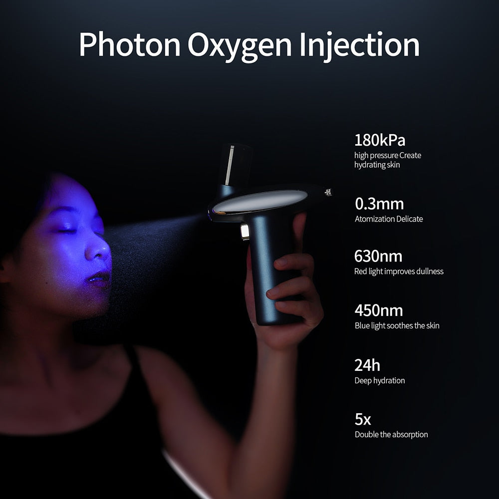 HYDRAGLOW Red & Blue LED Oxygen Skin Rejuvenator Nano Mist Airbrush Gun