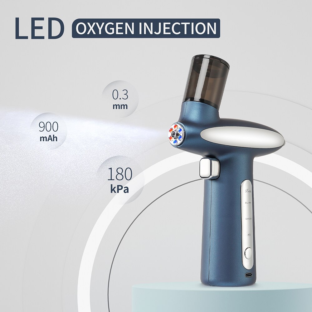 HYDRAGLOW Red & Blue LED Oxygen Skin Rejuvenator Nano Mist Airbrush Gun