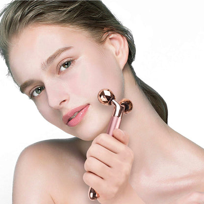 GLOWIN' Rose Quartz Vibrating Facial Derma Roller Kit