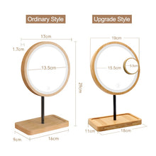 Load image into Gallery viewer, SOLEIL 3X Wooden Touch Screen LED Makeup Mirror
