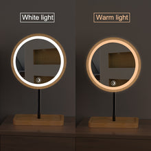 Load image into Gallery viewer, SOLEIL 3X Wooden Touch Screen LED Makeup Mirror
