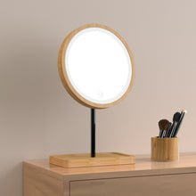 Load image into Gallery viewer, SOLEIL Wooden Touch Screen LED Makeup Mirror
