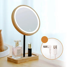 Load image into Gallery viewer, SOLEIL Wooden Touch Screen LED Makeup Mirror
