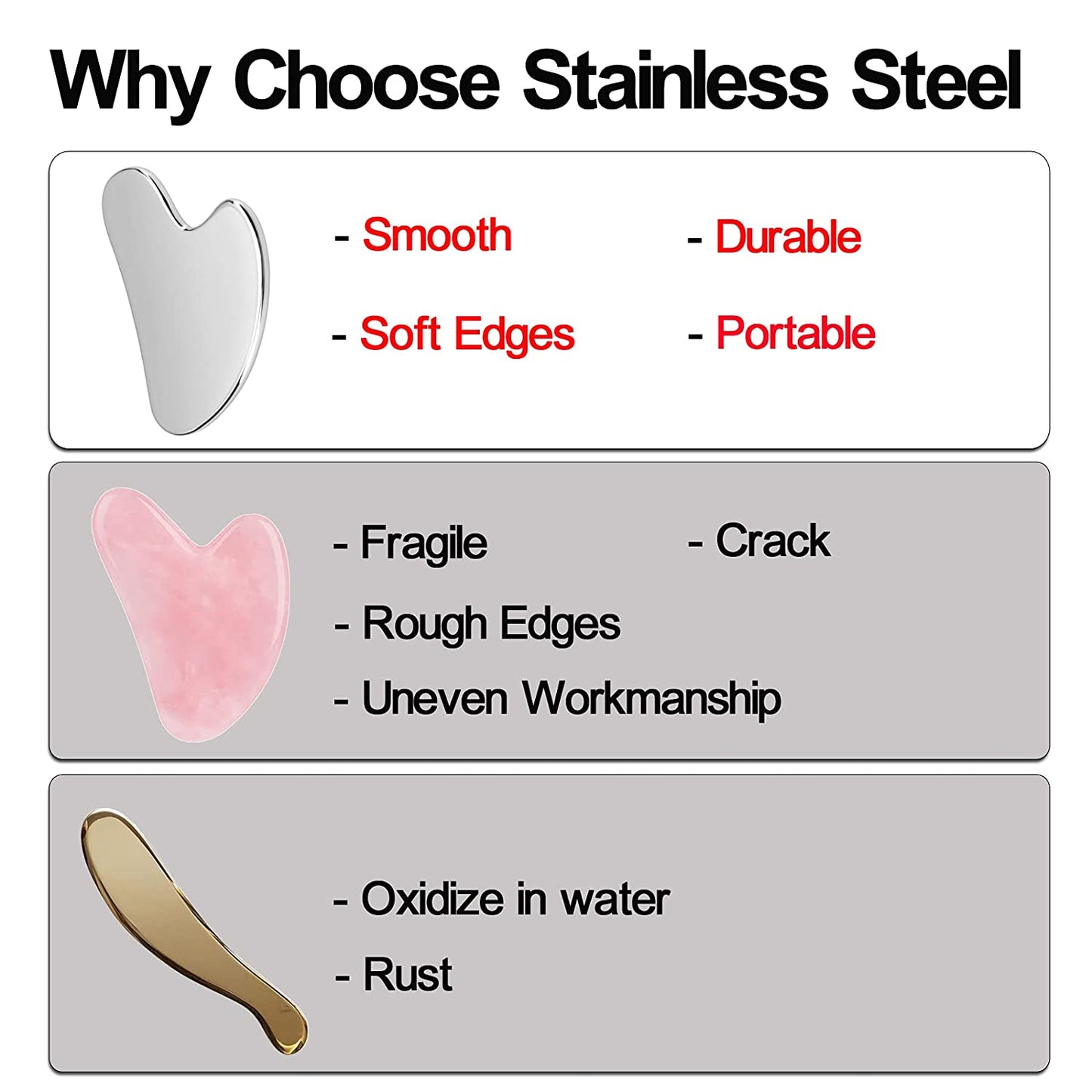 GLOWPRO Stainless Steel Gua Sha Beauty Tool
